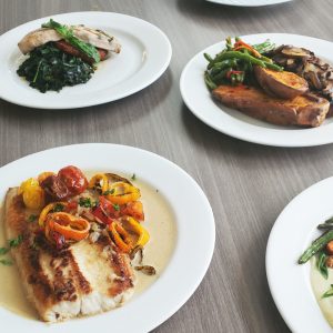 multiple fresh catering dishes