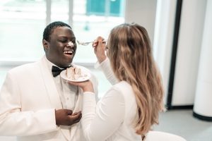 cake on groom's face
